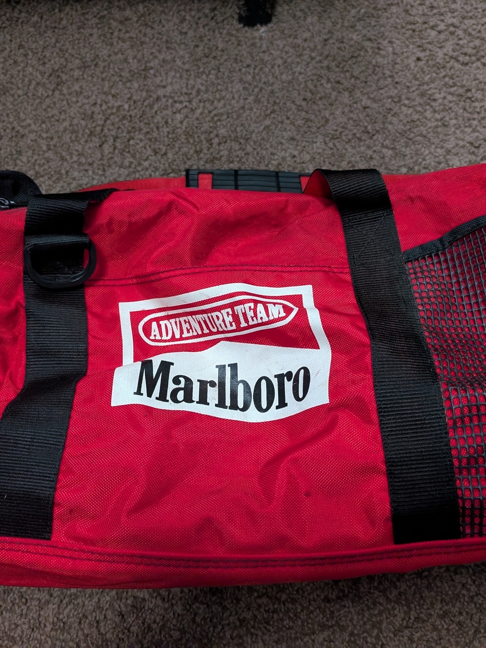 Vintage Marlboro Adventure Team Duffel Bag – Red Travel/Gym Bag